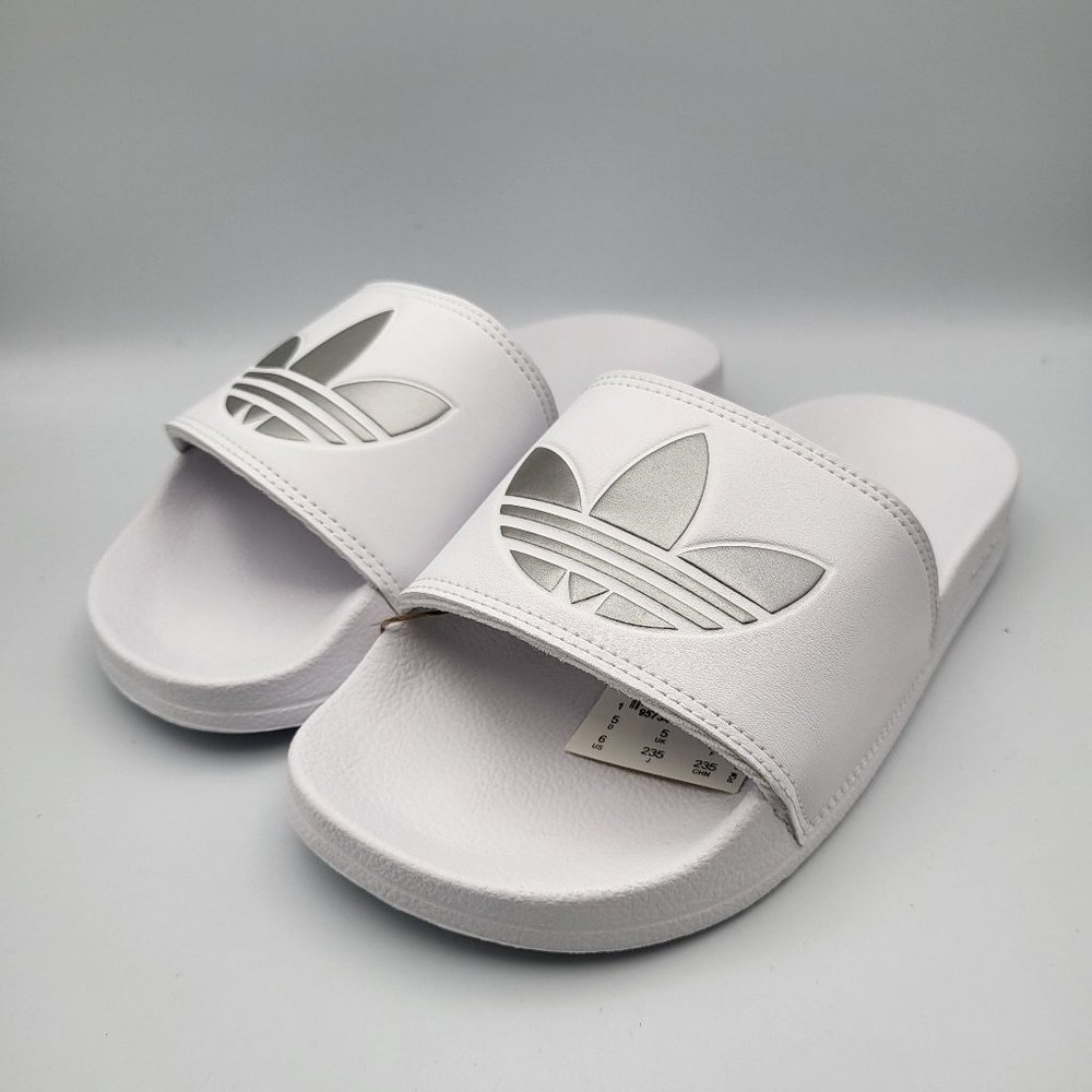 NEW Adidas Women's Lite Slides | Size 6 - 11 | White / Silver